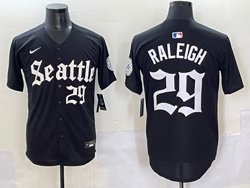 Men 2025 Seattle Mariners #29 Raleigh Black Five generations Joint Name Nike MLB Jersey style 6238->seattle mariners->MLB Jersey